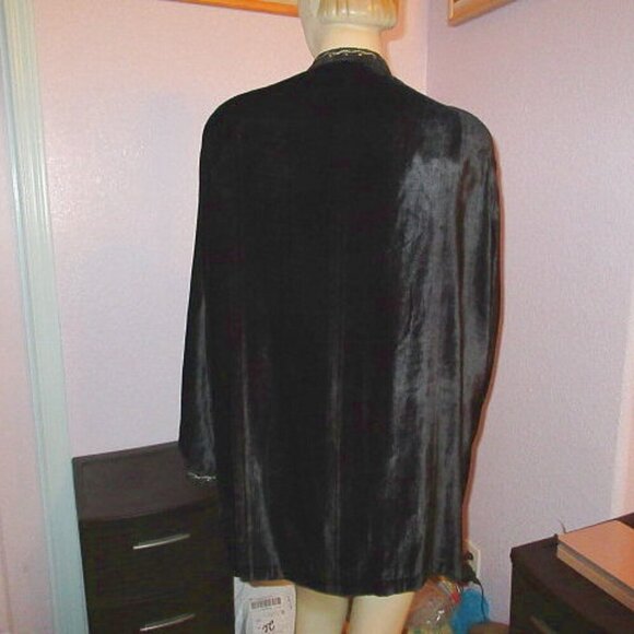 Vtg Carole Little Velvet Tunic Top Size 1X Embroidered Long Sleeves Whimsigoth - Picture 12 of 12